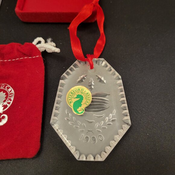 1990 Waterford Crystal 12 Days of Christmas Ornament 7 Swans a Swimming W/Case - Picture 2 of 4